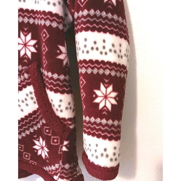 Trail Crest Fleece Hoodie M Nordic Snowflake Fair Isle Red White Sherpa Lined... - Picture 5 of 12